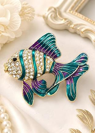 🐠✨ елегантна брошка-кулон 2 в 1 «екзотична рибка» з кристалами та емаллю 💎