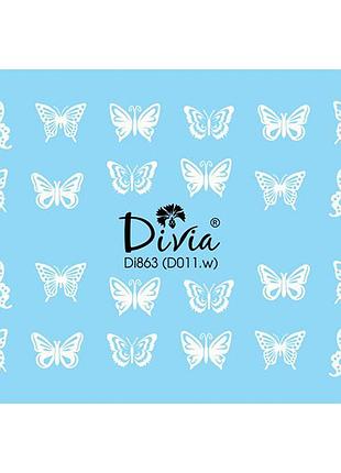 Наклейки для нігтів divia водна 3d контурна di863 d-011.w метелики daily skin care