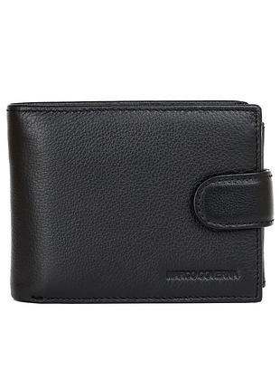 Мужское кожаное портмоне с блоком для документов и карточек marco coverna 12×9.7×3, черное