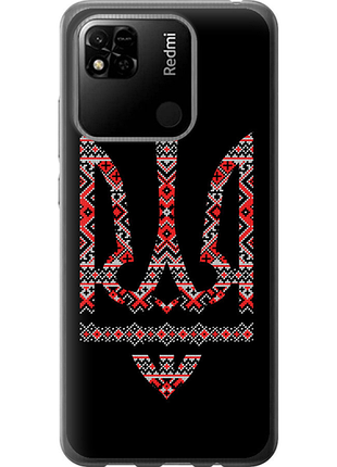 Чехол на xiaomi redmi 9c герб - вышиванка на черном фоне из силикона fch_0155912