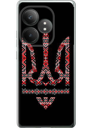 Чехол на realme gt neo6 se герб - вышиванка на черном фоне из силикона fch_0155938