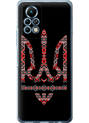 Чехол на infinix note 11 pro герб - вышиванка на черном фоне из силикона fch_0155950