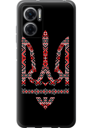 Чехол на xiaomi redmi 10 5g герб - вышиванка на черном фоне из силикона fch_0155993