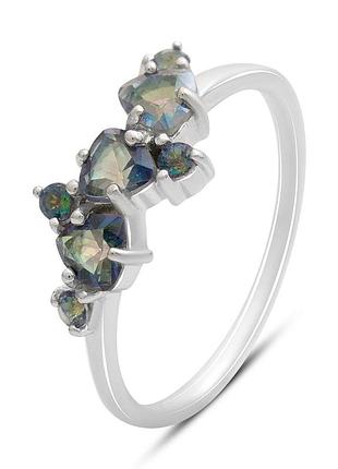 Серебряное кольцо komilfo с мистик топазом 0.77ct, фианитами, вес изделия 1,76 гр (2212812) 17.5 размер