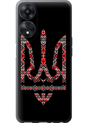 Чехол на oppo a58 5g герб - вышиванка на черном фоне из силикона fch_0155920