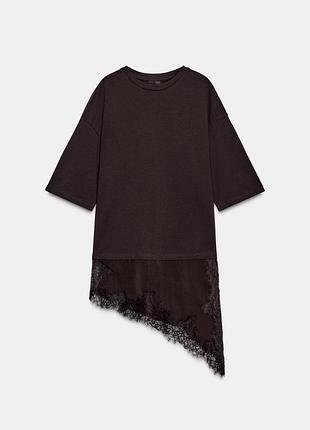 Оверсайз футболка с кружевом размер s можно м zara