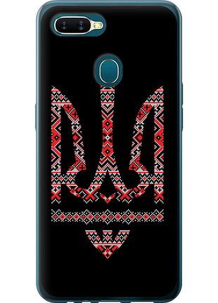 Чехол на oppo a5s герб - вышиванка на черном фоне из силикона fch_0155954