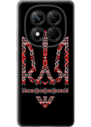 Чехол на xiaomi redmi note 14 pro+ 5g герб - вышиванка на черном фоне из силикона fch_0155931