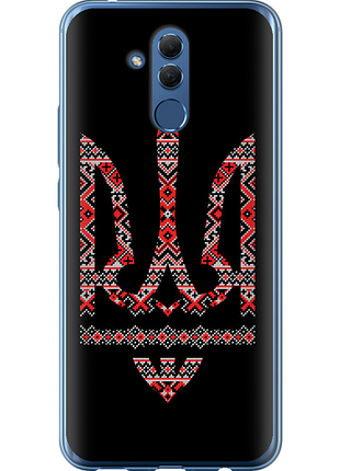 Чехол на huawei mate 20 lite герб - вышиванка на черном фоне из силикона fch_0175045