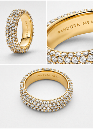 Pandora timeless ring с тройным рядом камней / pandora кольца оригинал 50 мм