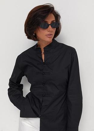 Класична сорочка з коміром-стійкою колір чорний розмір one size fl_003535