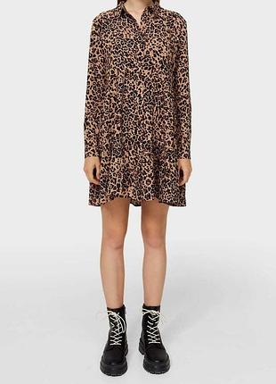 Леопардовое платье stradivarius размер l-xl