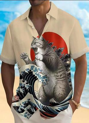 Чоловіча гавайська сорочка в самурайському стилі , 2xl -3xl