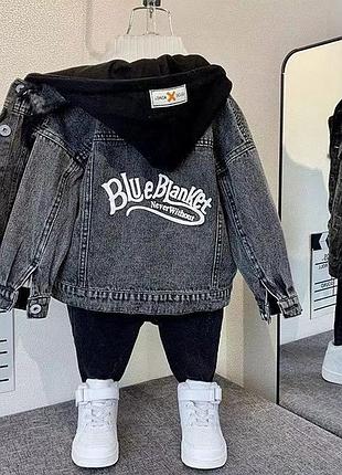 Джинсовая курточка blue blanket для мальчика цвет черный 10755, размер 130