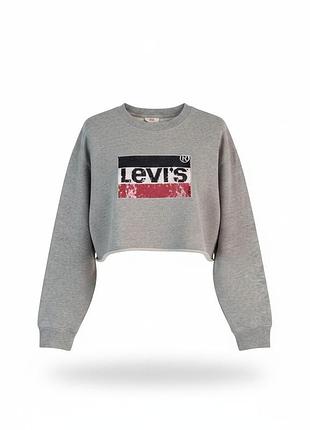 Levi’s світшот s сірий cropped з паєтками, вільний boxy-крій