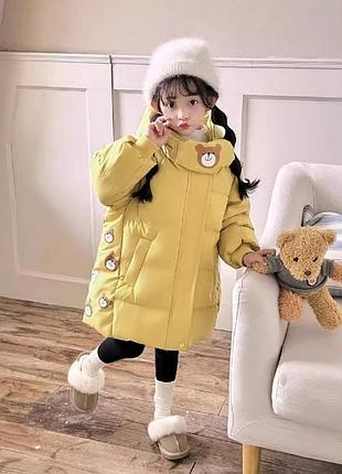Пальто зимове дитяче bear жовте 10640, розмір 140