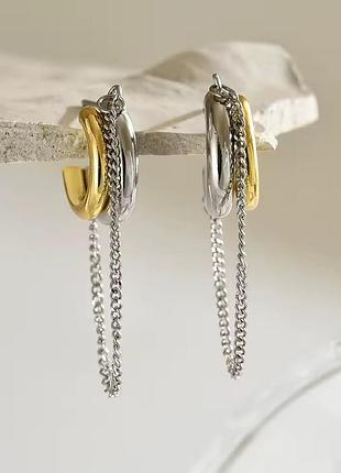 Миниатюрные серьги с цепочкой нержавеющая сталь stainless steel
