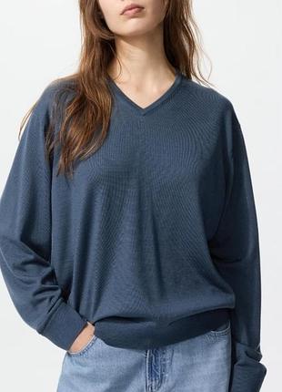 Свитер 100% шерсть m&amp;s l-xl цвет морская волна