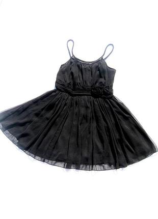 Пышное красивое нарядное чёрное платье с розами h&m