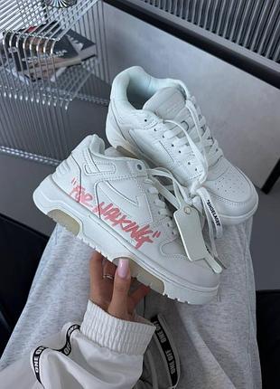 😍 женские кроссовки of f white x out office | for walking white / pink (1)