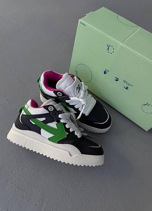 😍 женские кроссовки of f white sponge mid top | black / green / pink premium (3)