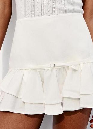 Мини юбка zara ( котон, лен, вискоза )