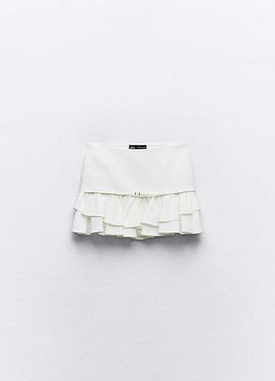 Мини юбка zara ( котон, лен, вискоза ) 4