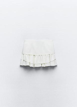 Мини юбка zara ( котон, лен, вискоза ) 5