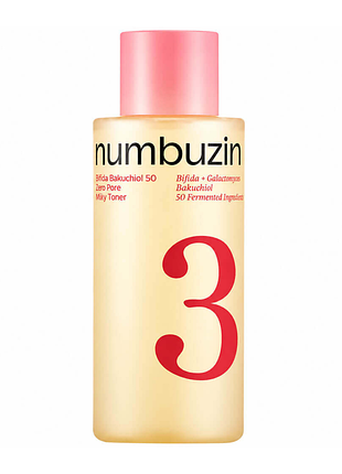 Молочний тонер numbuzin no.3 bifida bakuchiol 50 zero pore milky toner 200 мл