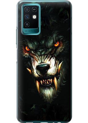 Чехол на infinix note 10 дьявольский волк из силикона fch_0175079