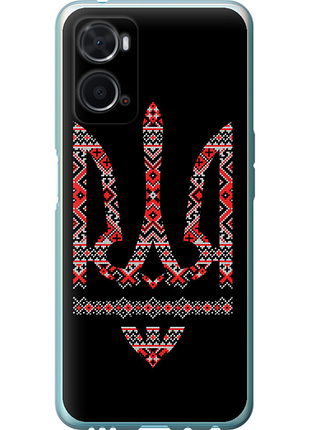 Чехол на oppo a76 герб - вышиванка на черном фоне из силикона fch_0155877