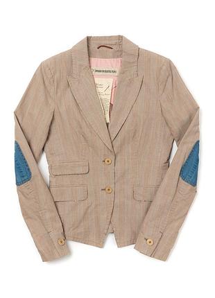 Drykorn beige check distressed blazer jacket [bwh013303]