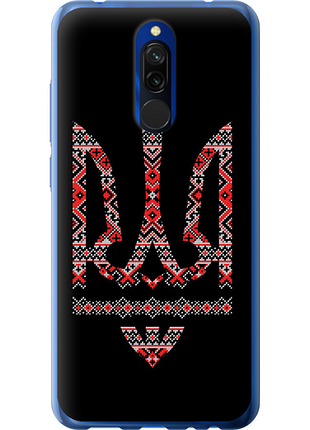 Чехол на xiaomi redmi 8 герб - вышиванка на черном фоне из силикона fch_0063651