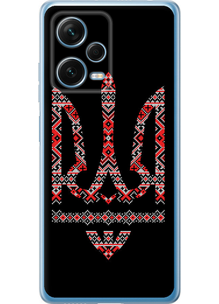 Чехол на xiaomi redmi note 12 pro+ 5g герб - вышиванка на черном фоне из силикона fch_0155911