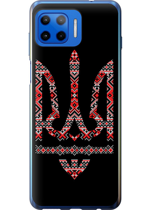 Чехол на motorola moto g plus герб - вышиванка на черном фоне из силикона fch_0175049