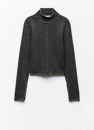 Трендовий гольф лонгслів топ з кислотним ефектом на гачках zara