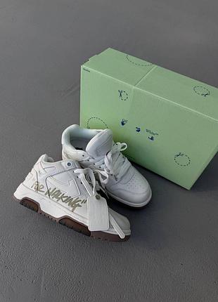 😍 женские кроссовки of f white out office | for walking white / olive