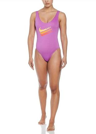 Новий жіночий злитий, спільний, слитный купальник nike multi logo u-back fuchsia dream