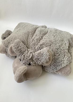 Шикарная большая игрушка-подушка трансформер слоник слон слонёнок pillow pets (nutty elephant) серый