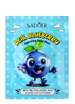 Маска шкіри обличчя зволожувальна sadoer real blueberry тканинна 25g (sd34748)