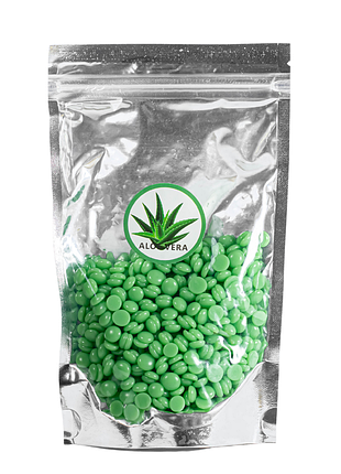 Воск для депиляции пленочный в гранулах hard wax beans, aloe vera