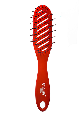 Щетка для волос массажная пластиковая продувочная salon professional красная