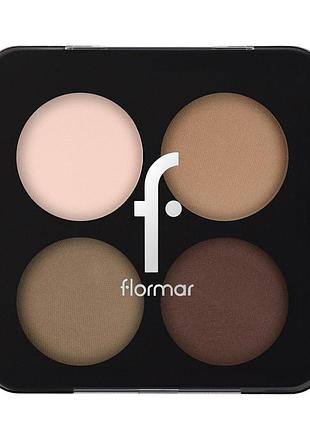 Палитра теней для век flormar color eyeshadow 4 цвета, 04 swiss chocolate коричневые