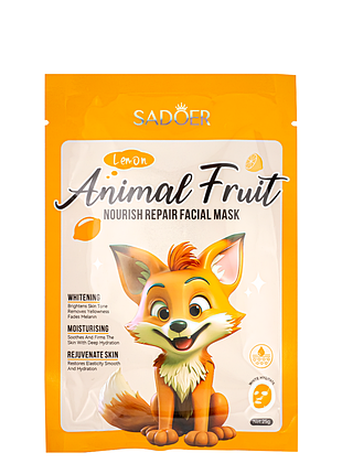 Маска для обличчя живильна sadoer animal fruit lemon тканинна 25 г (sd33857)