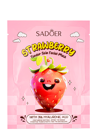 Маска для шкіри обличчя зволожуюча sadoer strawberry тканинна 25 g (sd33635 )