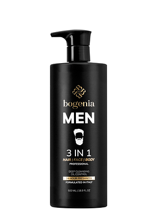 Гель для душа для мужчин bogenia 3 в 1 волос, лицо, тело, 500 мл (bg450.001) daily skin care