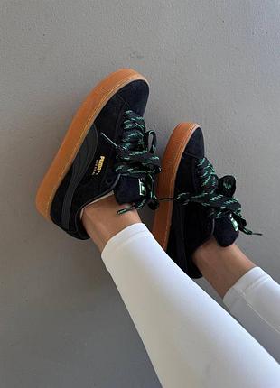 😍 женские кроссовки puma | suede xl black / green premium (6)