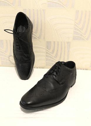 Шкіряні чоловічі туфлі броги hush puppies / чорні мешти розмір 43 (28.5 см)