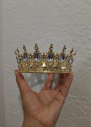Корона на торт диадема золота с серебряными камнями