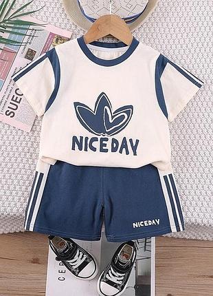 Костюм nice day на лето мальчику цвет синий 10786, размер 120
